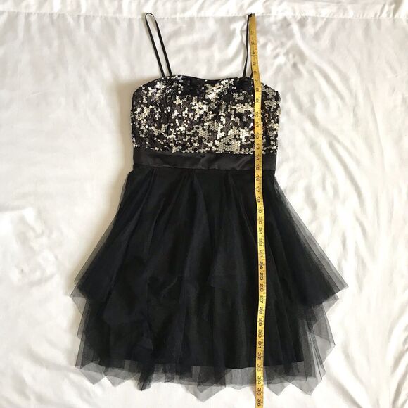 HAILEY by ADRIANNA PAPELL Black Tulle Shimmer Prom Party Dress 5/6 Whimsygoth - Picture 7 of 11